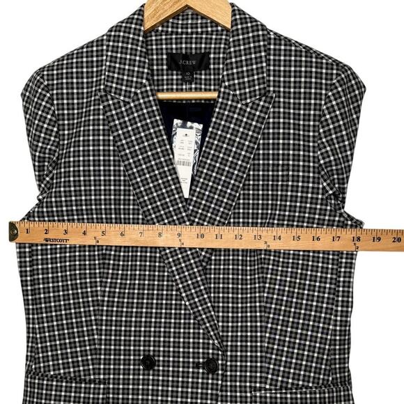 J.Crew Lady Blazer Sz 10 Gray Stretch Crepe Checkered Plaid NWT Jacket - Picture 6 of 11